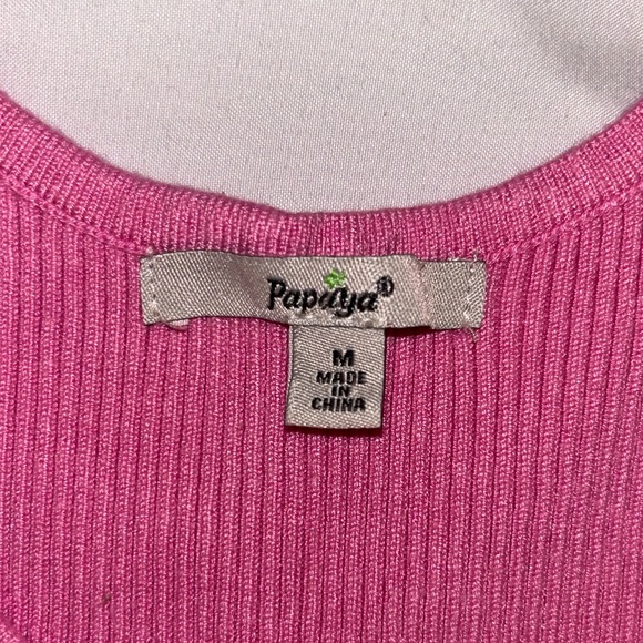 Papaya Vibrant Pink Ribbed Midi Dress - Picture 2 of 3